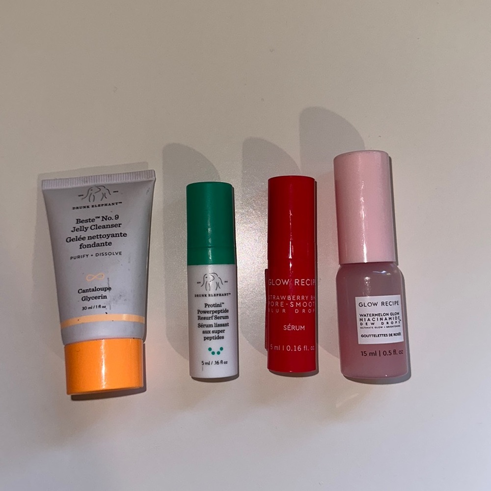 Skincare from glow recipe and drunk elephant
